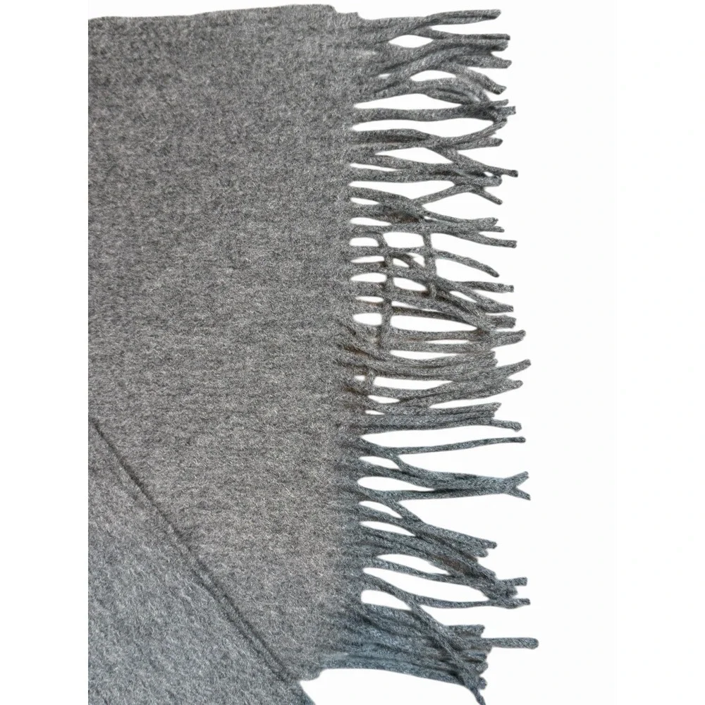 Fishers Finery Unisex 100% Pure Cashmere Soft  Winter Scarf Solid Gray Fringe
